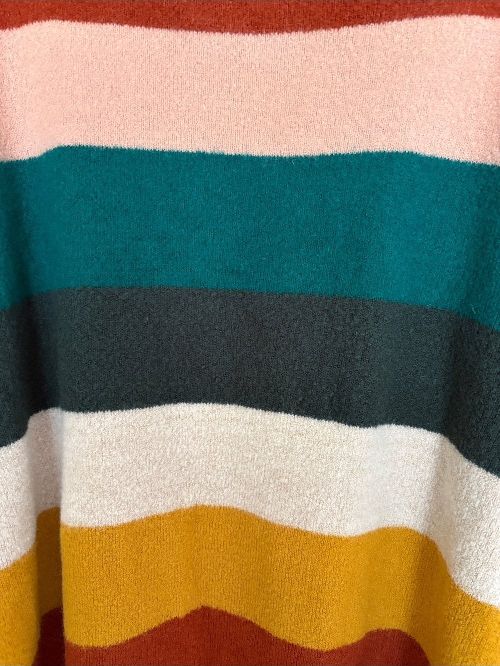 Andree Multicolor Striped Women's Sweater - Teal, Pink, Mustard & Rust - Picture 6 of 7